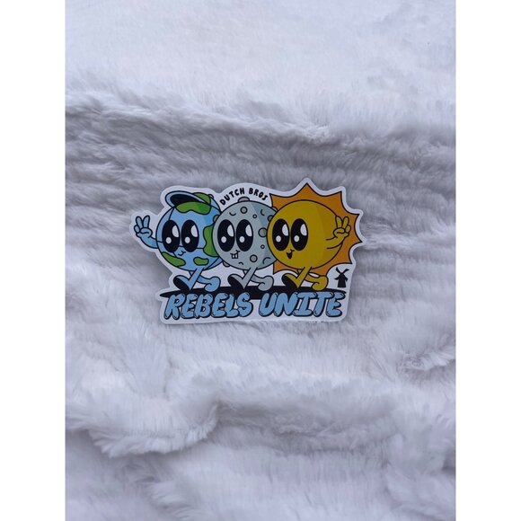 Dutch Bros Other - Dutch Bros Sticker April 2024 Rebels Unite Earth Moon Sun Coffee ECLIPSE New